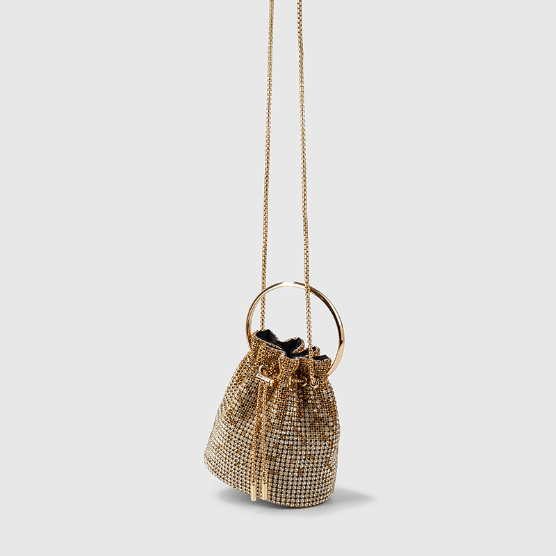 Full Diamond Bags Women 2023 New Diamond Inlaid Bucket Bag Diamond Chain Bag Handheld Messenger Bag Bags For Women Soft Surface