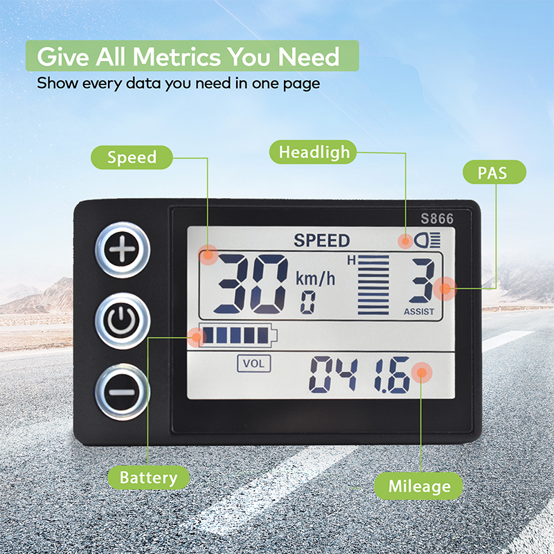 Electric Bike LCD Display Meter E Scooter LCD Panel With USB UART For Mountain Electric Bike Parts