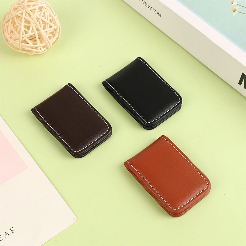 Money Clip Wallet Slim Men Women Vintage Strong Magnet Money Clip Cow PU Leather Pocket Clamp Credit Card Cash Case Holder