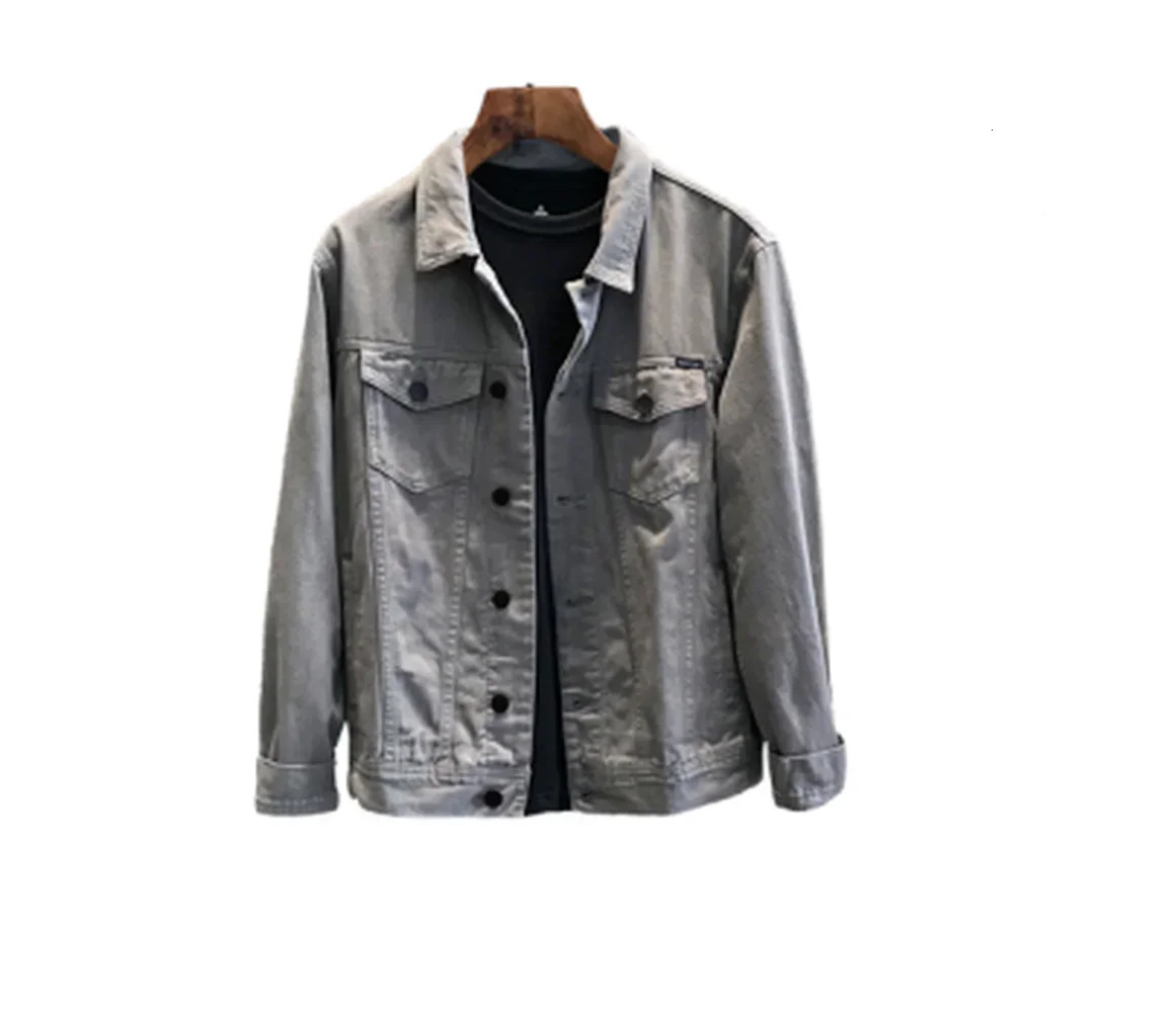 Mens casual slim fit white jacket casual workwear denim jacket 241108