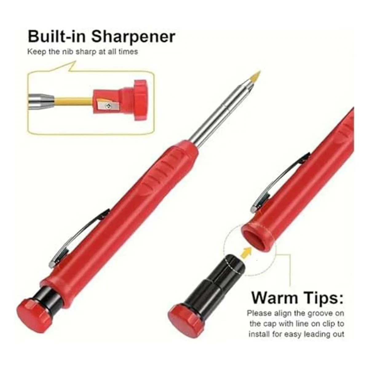 Multi Pack Solid Carpenter Pencil Set with 2.8MM Lead and Built-in Sharpener Pencil Woodworking Wood Factory Stationery 240411