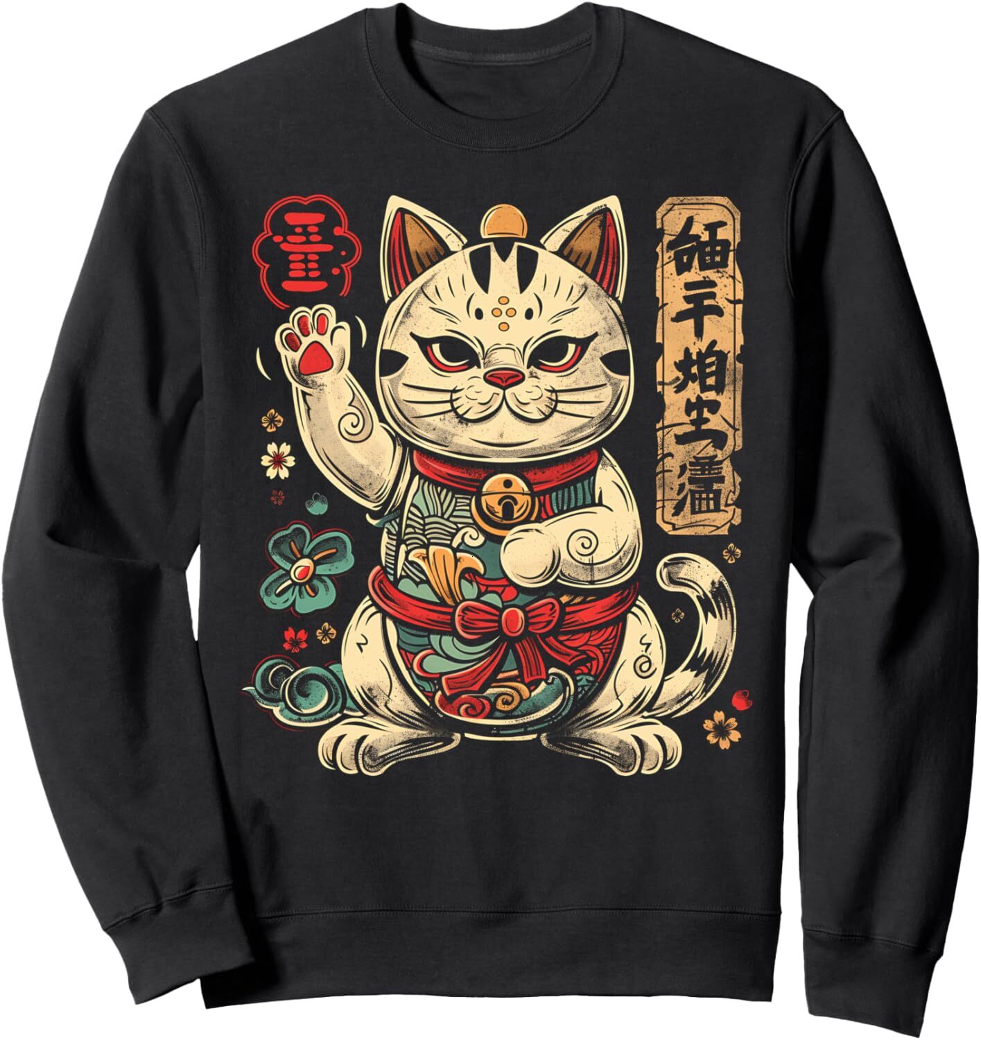 Long Sleeve Shirts for Men sweatshirt Cat Vintage Maneki Fortune Charm Graphic Tees Sweatshirt T shirt Tee Streetwear Casual tops clothes