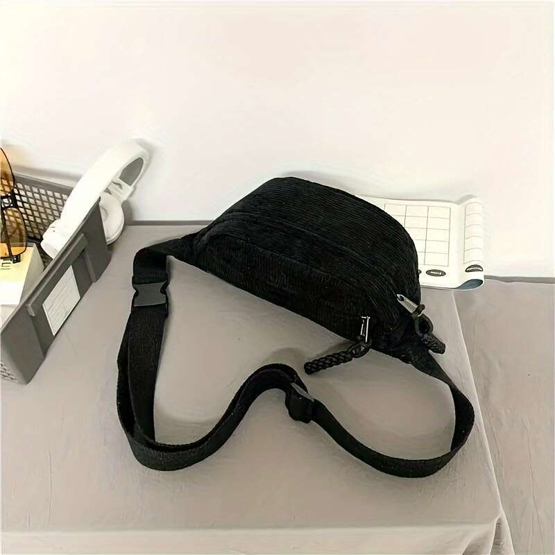 Fashion Corduroy Minimalist Chest Crossbody Bag, Casual Style Fancy Pack bum bag fanny pack for Outdoor Travel And Sports .