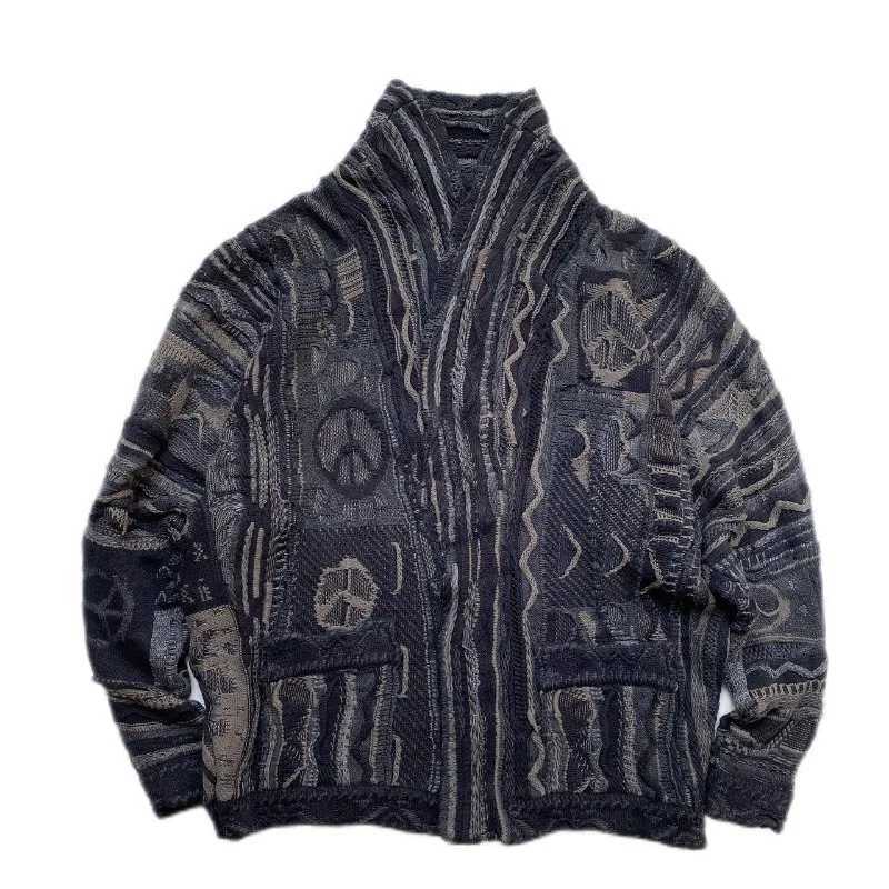 New Arrival Kapital Japanese Retro Extra Large Knitted Sweater Mens and Warm Open Thick Long Sve Coat Winter Peach Robe Coat Z241111