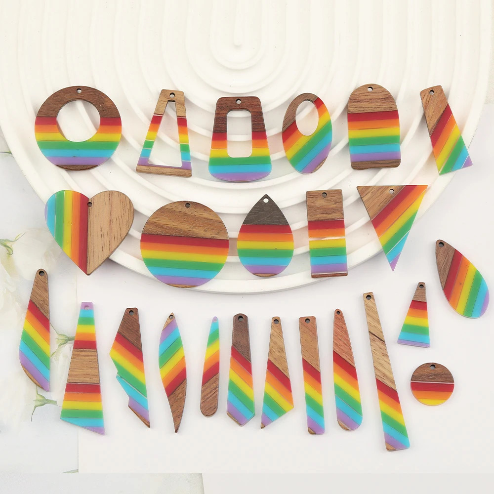 Cordial 50 DIY Accessories/Natural Wood and Resin/Handmade/Charm/Geometric Shapes/Jewelry Discovery and Components #17077 241108