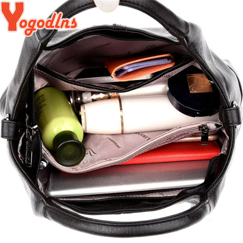 Yogodlns PU Leather Bag for Women Simple Stripe Style Female Shoulder Crossbody Bags High Quality Retro big casual Purse