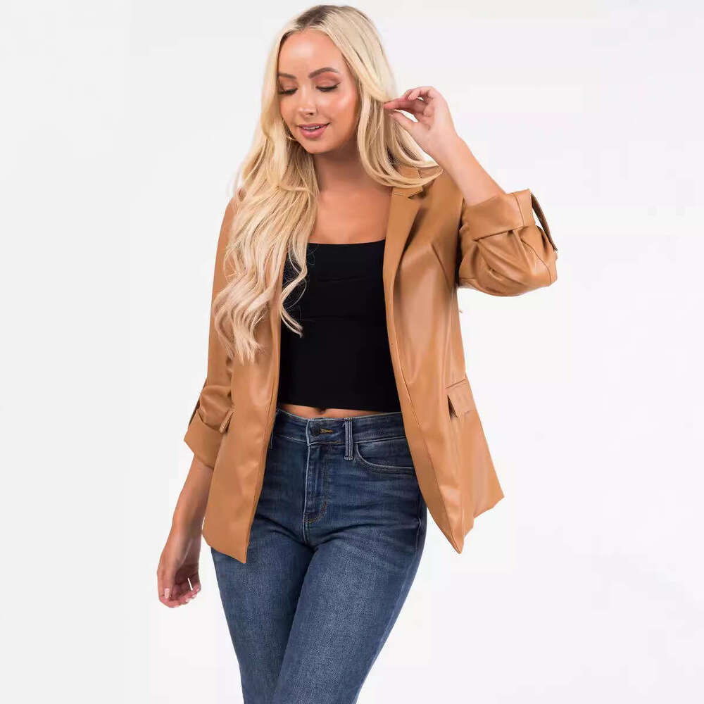 shanshi leather jacket women Leather autumn/winter new loose fashionable leather jacket women's coat suit