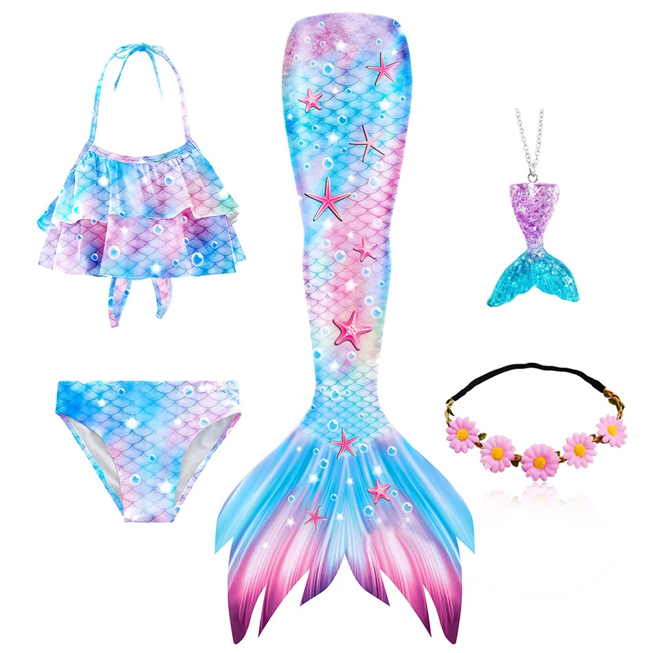 Mermaid Girl Costume Kids Swimming Mermaid tail Girls Swim Mermaid Costume Cosplay Children Birthday Gift Swimsuit can add Fin