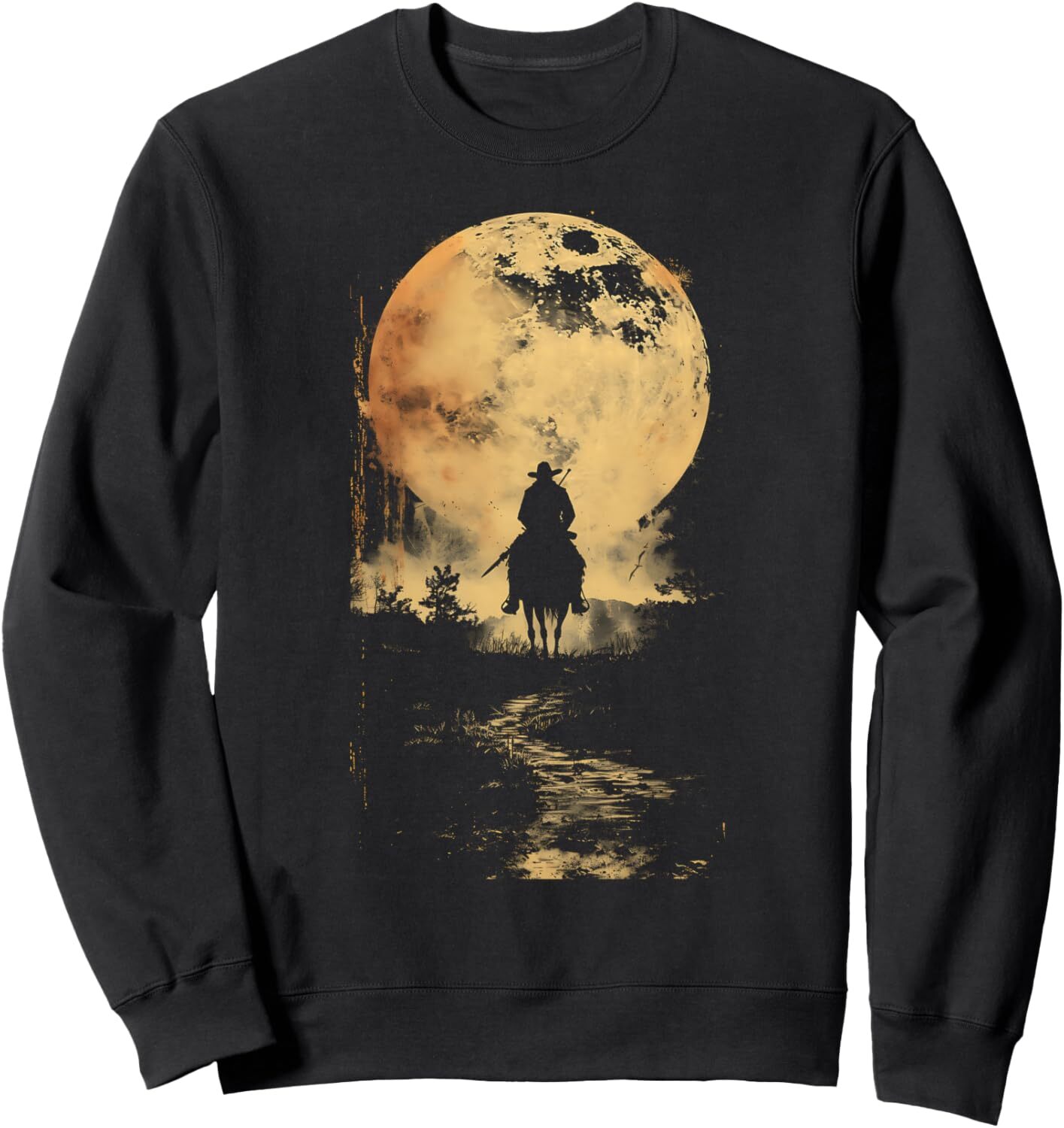 Long Sleeve Shirts for Men sweatshirt Horseback Riding Cowboy Silhouette Moon Western Country Gift Sweatshirt T shirt Tee Streetwear Casual tops cloth