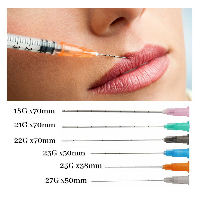 10/20/50pcs 22G 23G 25G 27G 38/50/70mm Korean Blunt Needle Disposable Sterile Blunt Cannula for Filler