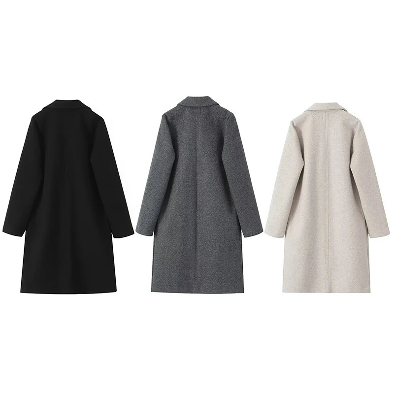 Koekop Womens Fashion Open Collar Woolen Sweater Long Coarse Hemp Polo Retro Full Sleeve Womens Fashion Womens Long Coat 241111