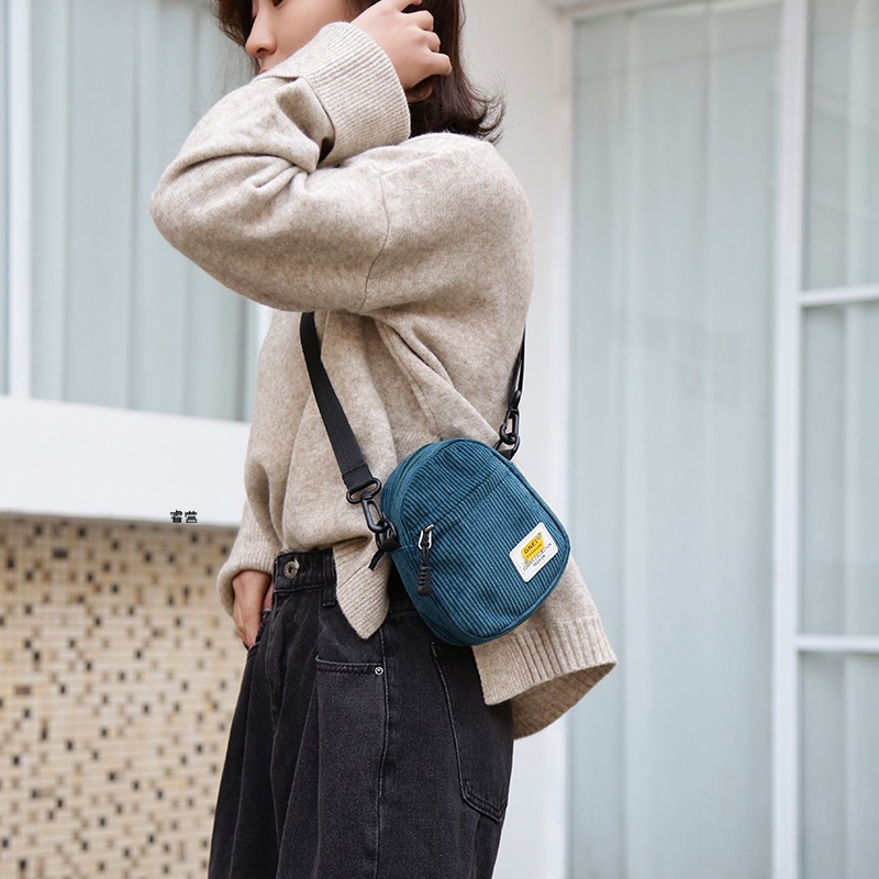 Women Little Canvas Shoulder Bag Small Corduroy Cloth Messenger Bag For Key Phone Pink Crossbody Bags Cute Zipper Purse For Girl