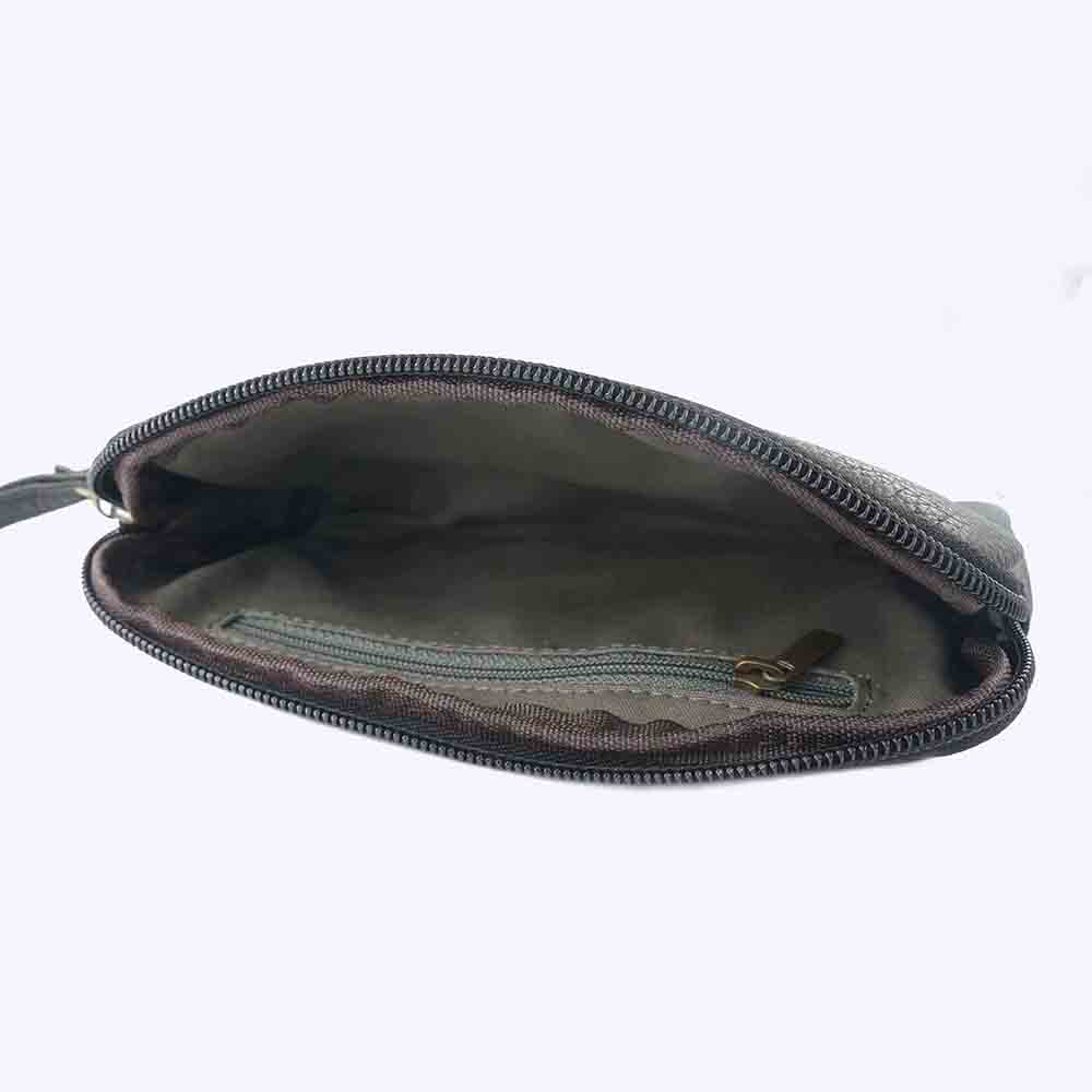 Leisure Cowhide Women Clutch Bag Personalize Letters Genuine Leather Female Wristlet Purse Bag Vintage Pencil Makeup Zip Pouch