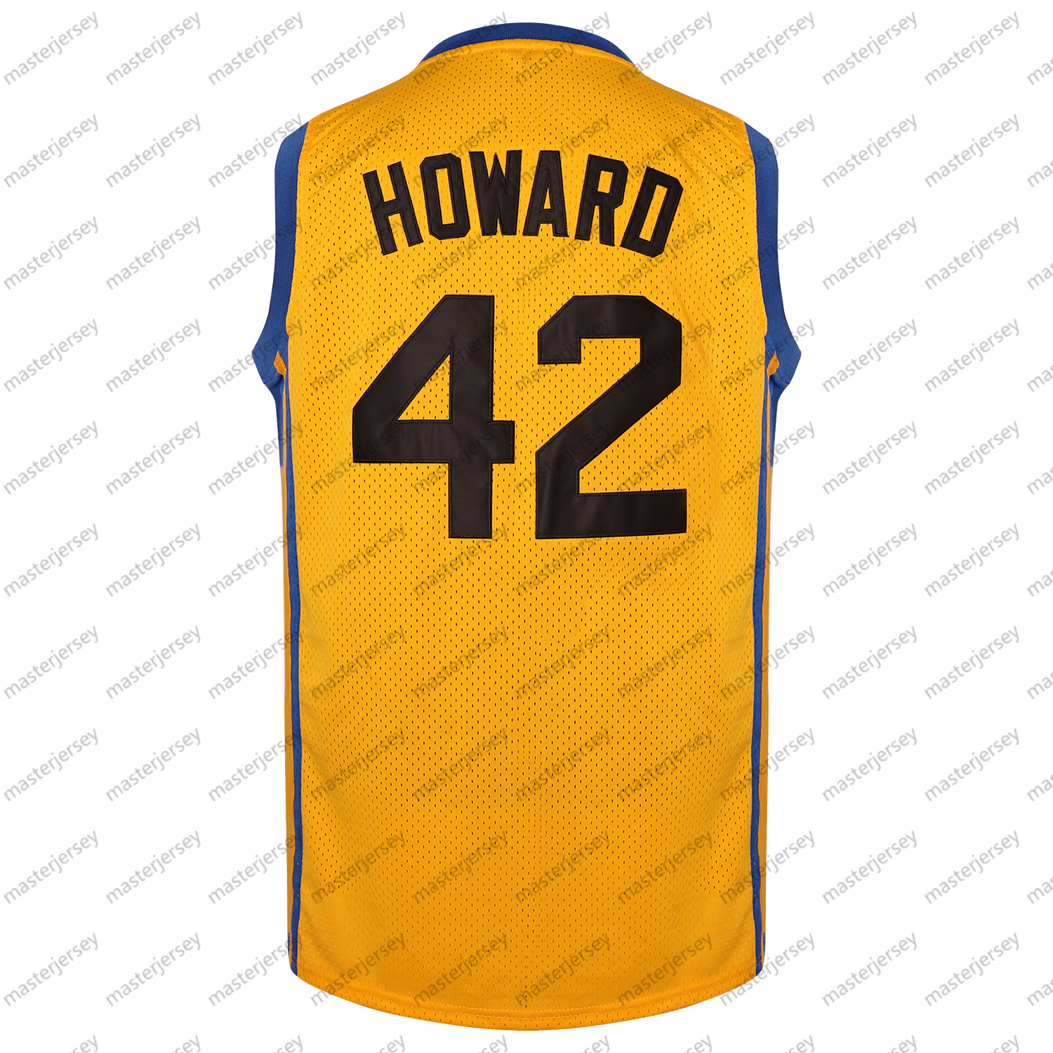 #42 HOWARD Men's Basketball Jersey Sweatshirt - Embroidered Movie Mesh Letters & Numbers, Crew Neck Sleeveless Training Vest, Loose Fit Athletic 