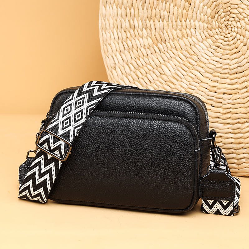 Genuine Leather Cowhide Crossbody Bag Women Double Layer Messenger Bag Simple Shoulder Bag New Female Purse Wild Handbag Bolso