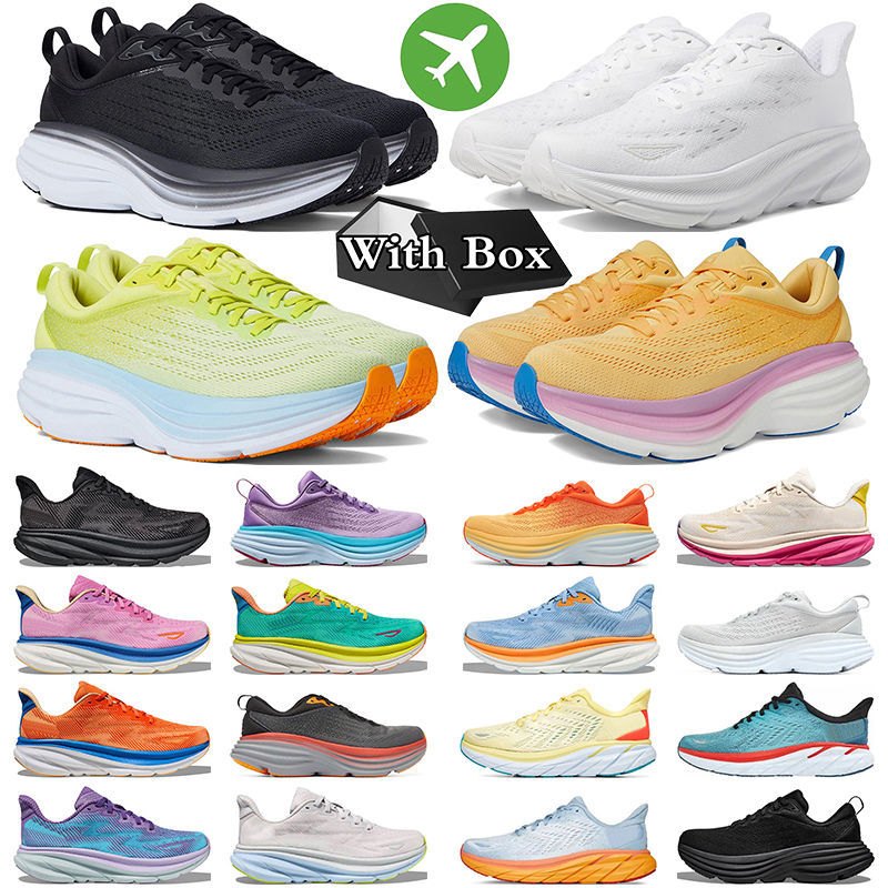 Free Shipping With Box one clifton 9 bondi 8 running shoes mens trainers Triple Black White Olive womens sneakers sports