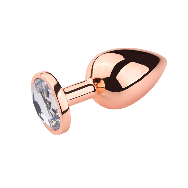 Small TleMeny Medium Large Set Crystal Round Rose Gold Rainbow Metal Anal Beads Butt Plug Jewelry insert Sex Toys For Women Men