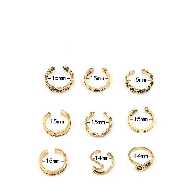 9Pcs Beach Foot Ring Open Adjustable Toe Rings Wave Alloy Ring Adjustable Rings Set for Women Foot Jewelry Boho