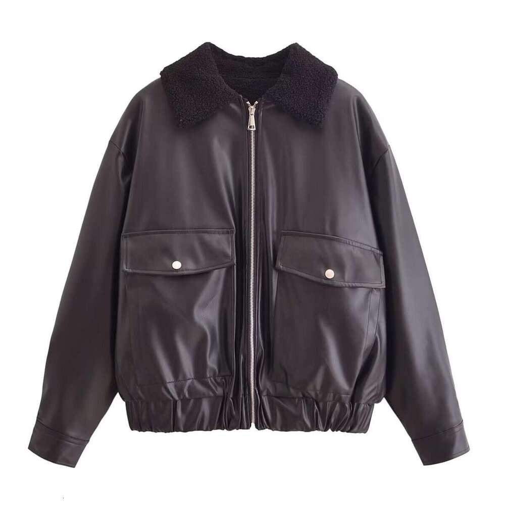 shanshi leather jacket women winter new and versatile women's clothing faux leather loose jacket