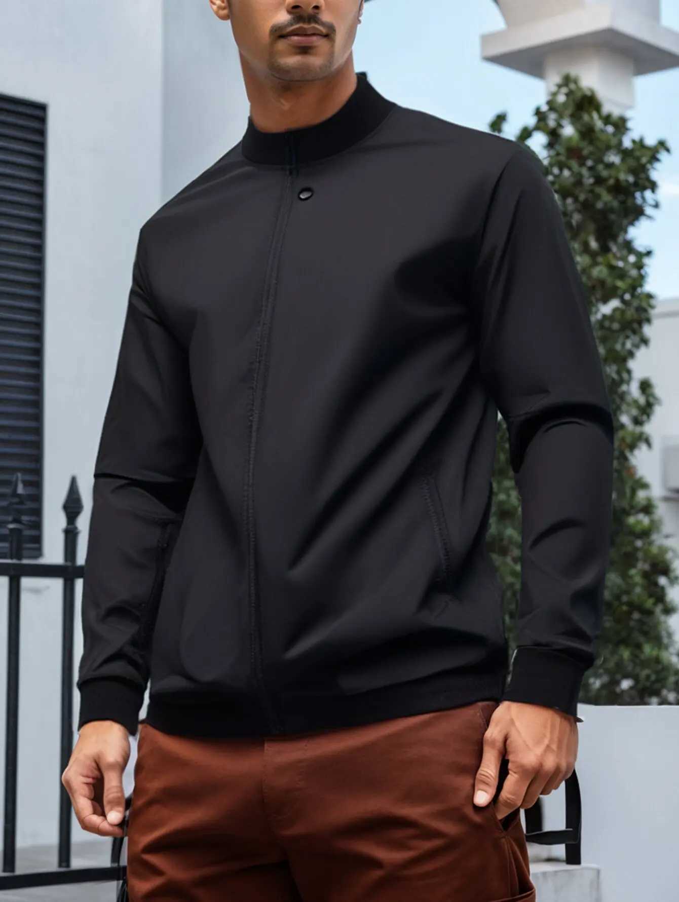 2024 New Mens Pilot Jacket Spring/Summer Casual Brand Large Size Clothing Solid Color Zipper Sports Jacket W241111