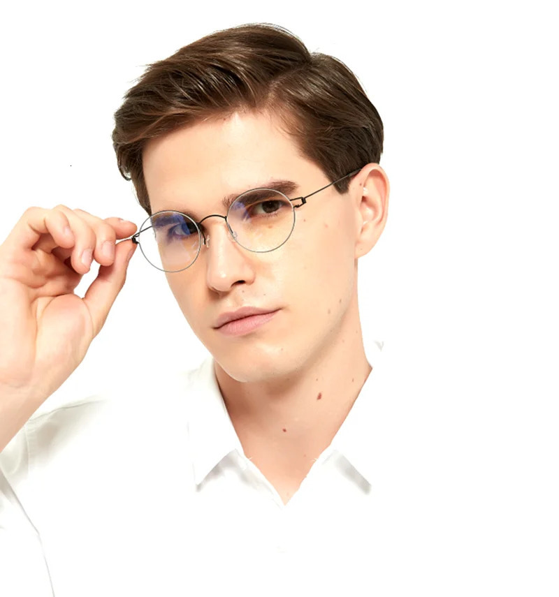 Danish unthreaded round eyeglass frame for men women ren ultra-thin gold-plated oval simple glasses 241108