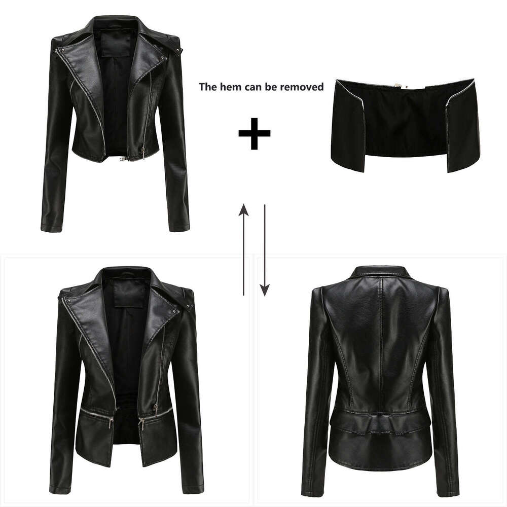 shanshi leather jacket women European Size New Leather Detachable Spring and Autumn Coat Women's Fashion Casual Jacket