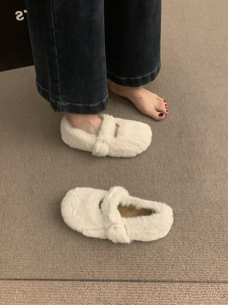 Women's Casual Shoes:Winter Fleece Warm 2024 New Fashion Outerwear Soft Mary Jane Shoes,Black/Beige/Green/Grey,Free shipping b4dc