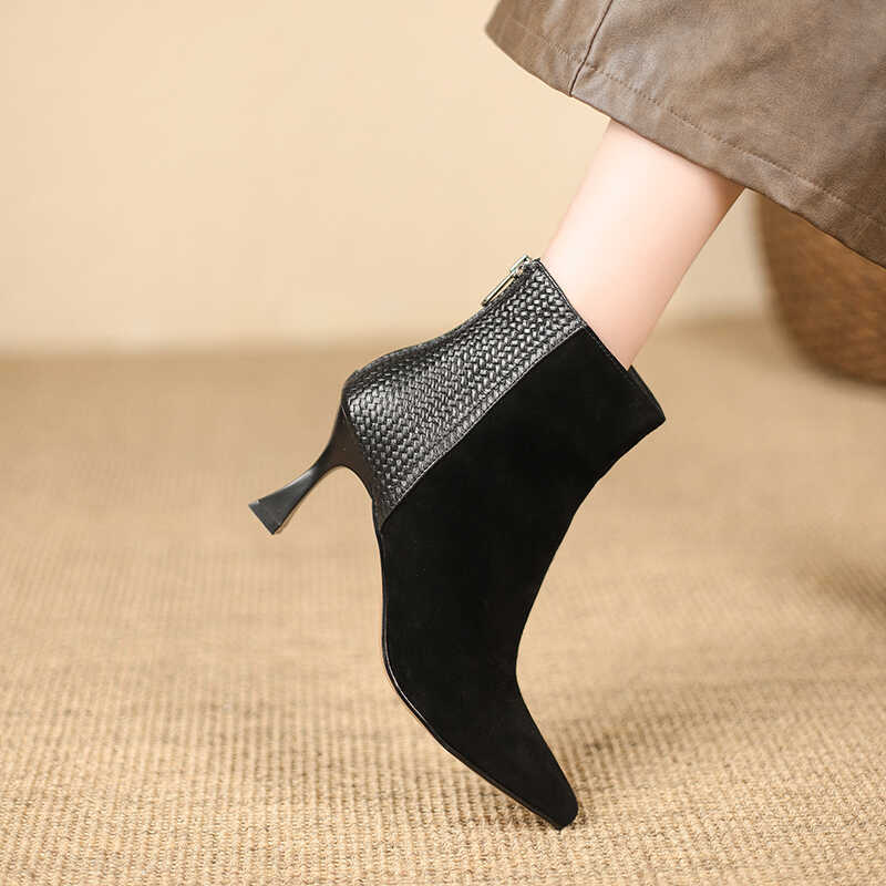 Women's Winter Boots: Versatile Soft Leather Short Boots, Black/Coffee, Free Shipping d266