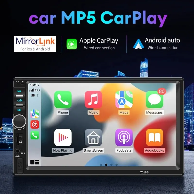 Acodo 2din Stereo 7inch Wired Carplay Radio Touch Screen Automotive Multimedia Bluetooth USB TF FM 2025 Radio Autoradio new MP5 Player