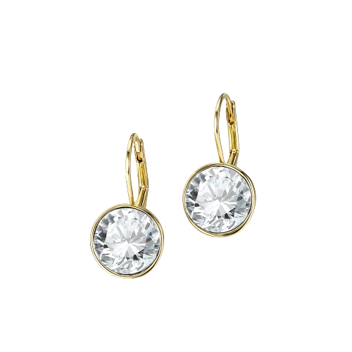 Silver Color Bella Stud Earrings For Women White Crystal From Austrian Fashion Earrings Wedding Office Jewelry Gift New