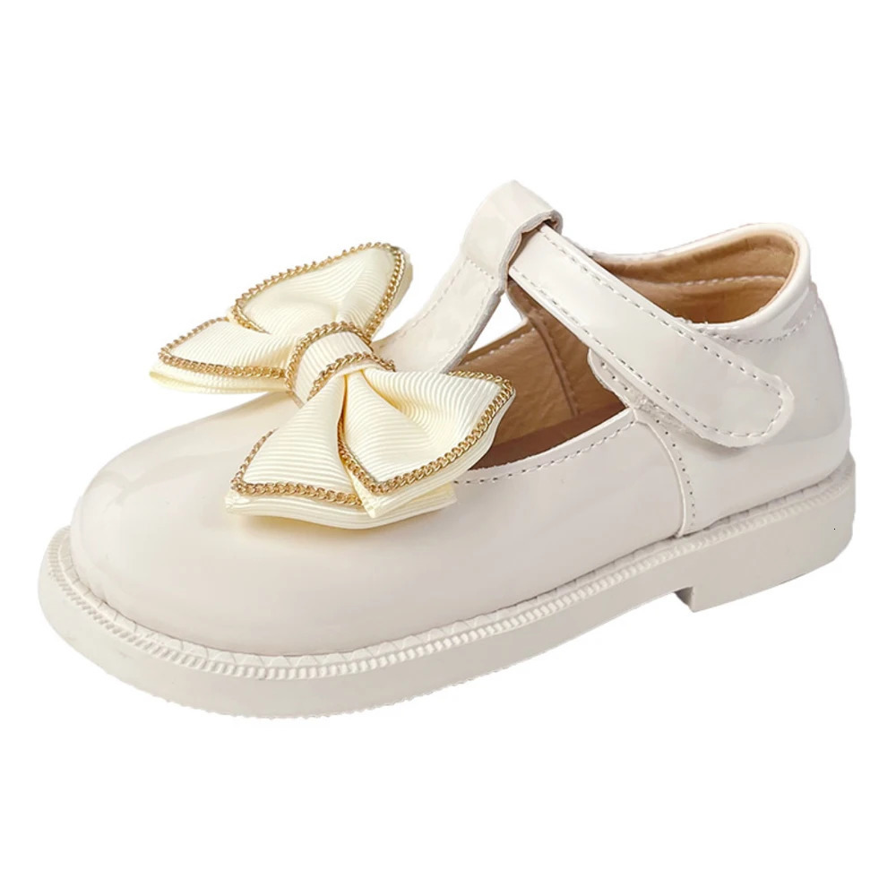 Baby Girl Cute Bow Shoes Leather Preschool Childrens First Birthday Party Pink Soft Cushion Solid Color Red Burgundy Christmas Halloween 241111