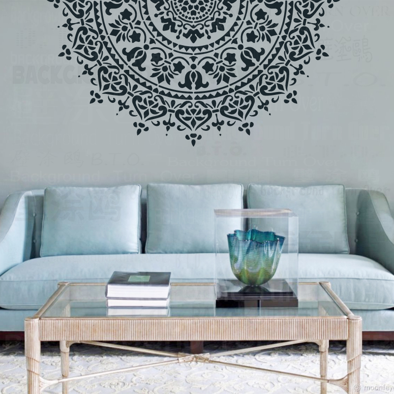 70cm - 110cm Stencil Mandala Extra Large For Painting Big Round Wall Decors Paint Walls Brick Floor Template Vintage Tile S052