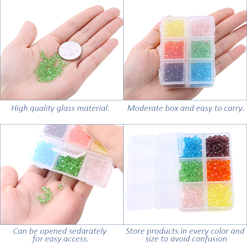 600PCS 4mm Bicone Austria Crystal Beads Multicolor Faceted Glass Beads For Jewellery Making Kit DIY Bracelets Earrings Necklace