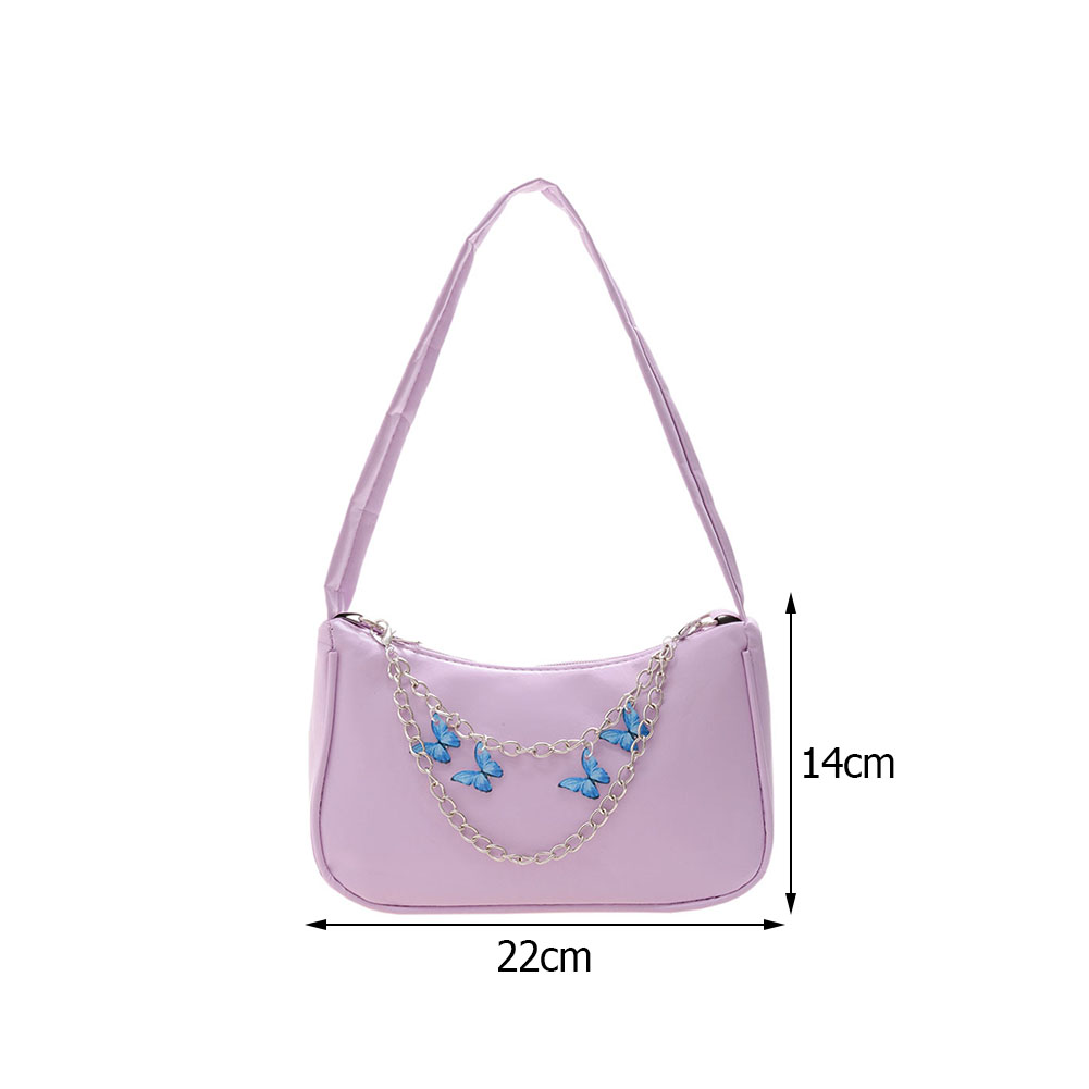 Retro Butterfly Chain PU Leather Shoulder Underarm Bag Women Casual Small Purse