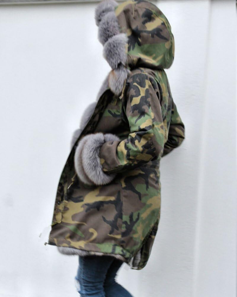 Women Thicken Warm Winter Coat Hood Down Parka Fleece Fur Outdoor Overcoat Long Jacket Outwear