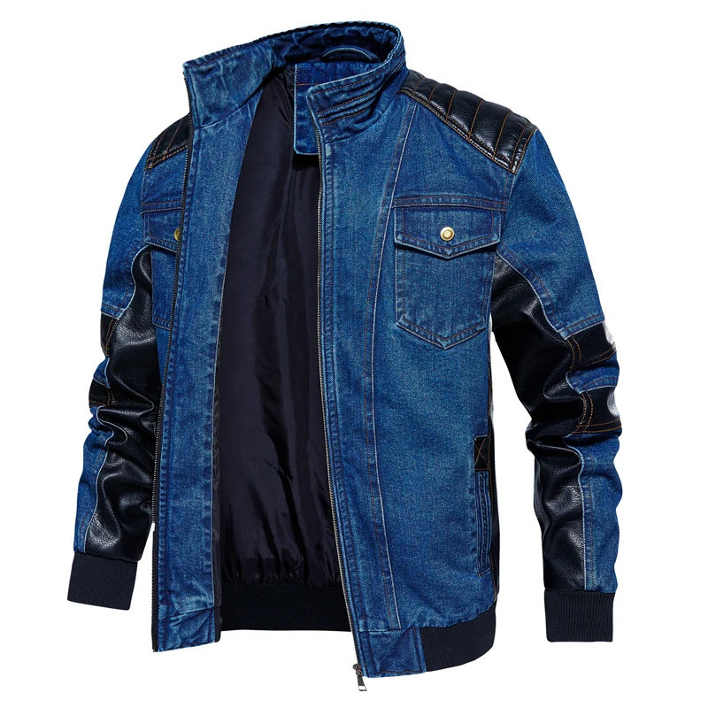 Mens denim jacket spring and autumn casual formal denim patch workwear top fashionable street decal locomotiv mens S-XXL 241108