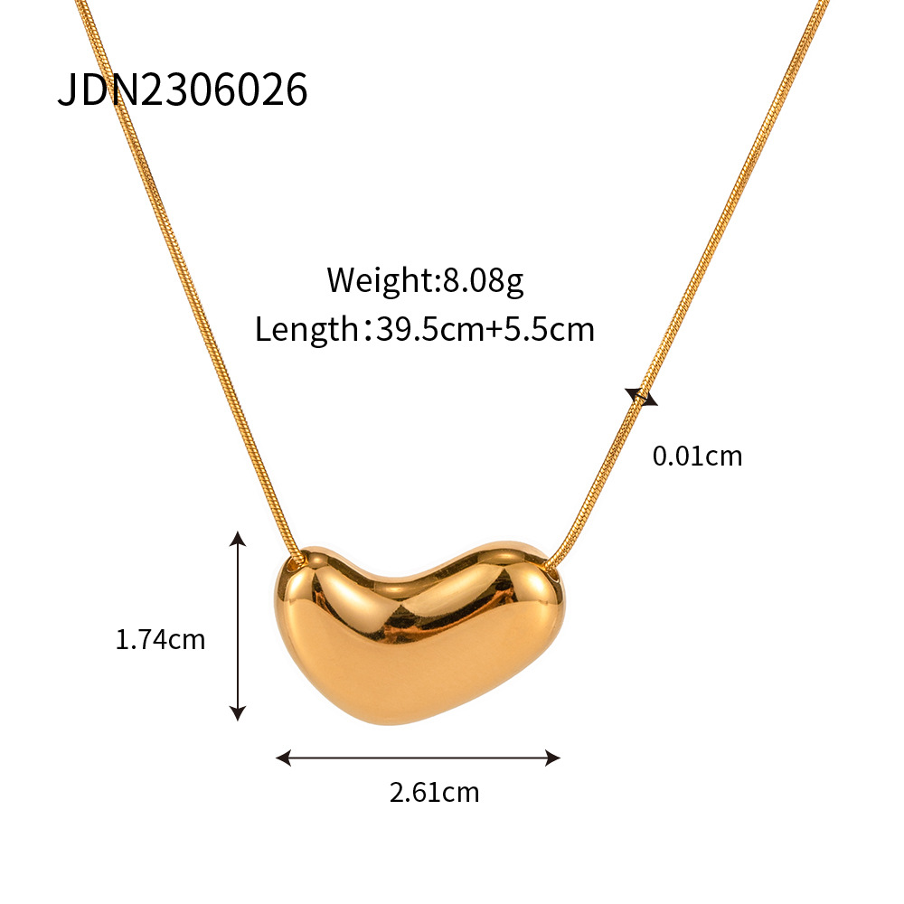 18K Gold Titanium Steel Snake Bone Chain Necklace for Women with Simple Design of Collarbone Chain, Small Gold Bean Pendant Necklace, Free Shipping Wh