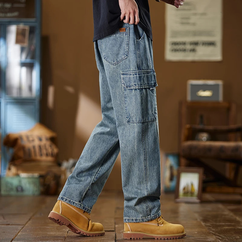 Fashion Street Youth Y2K Fashion Loose Wide Leg Pants Spring/Summer Collection Retro Straight Pants Version Jeans 241108