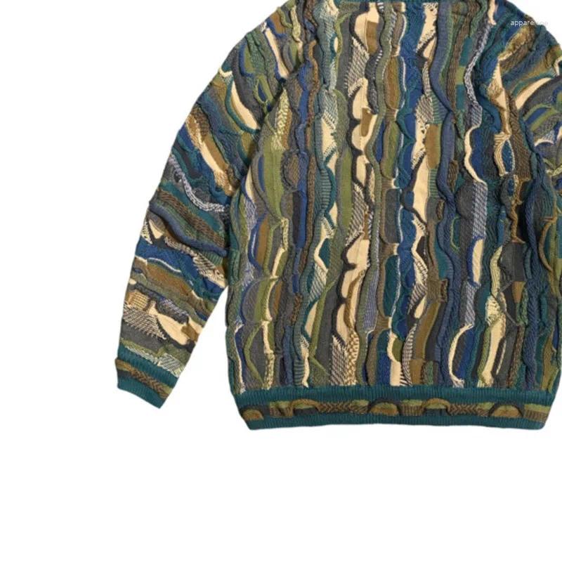 Mens Sweaters HKSH Autumn Winter Tide Vintage Heavy Industry Patterned Jacquard Three-dimensional Wave Pullover Chic Sweater HK3194