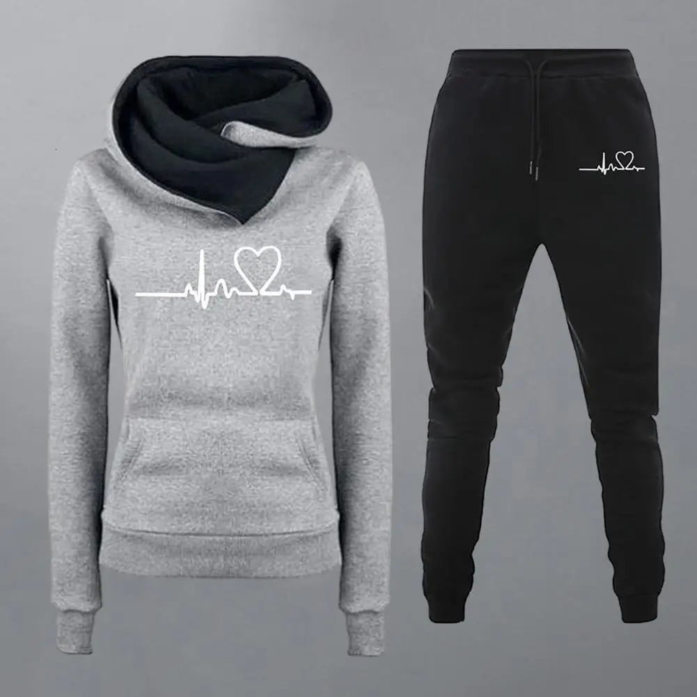 Autumn Winter 2 Piece Set Tracksuit Women Sportwear Hoodies Pullover Woman Sweatshirts Baggy Trousers Jogger Pants Warm Outfits 241111