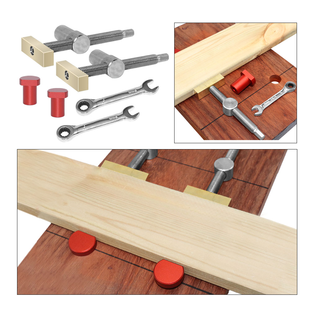 Woodworking Desk Clamp Quick Clamp and Aluminum Alloy Mortise Clamp Tool Set for Woodworking Bench 19/20MM Hole Tools Set