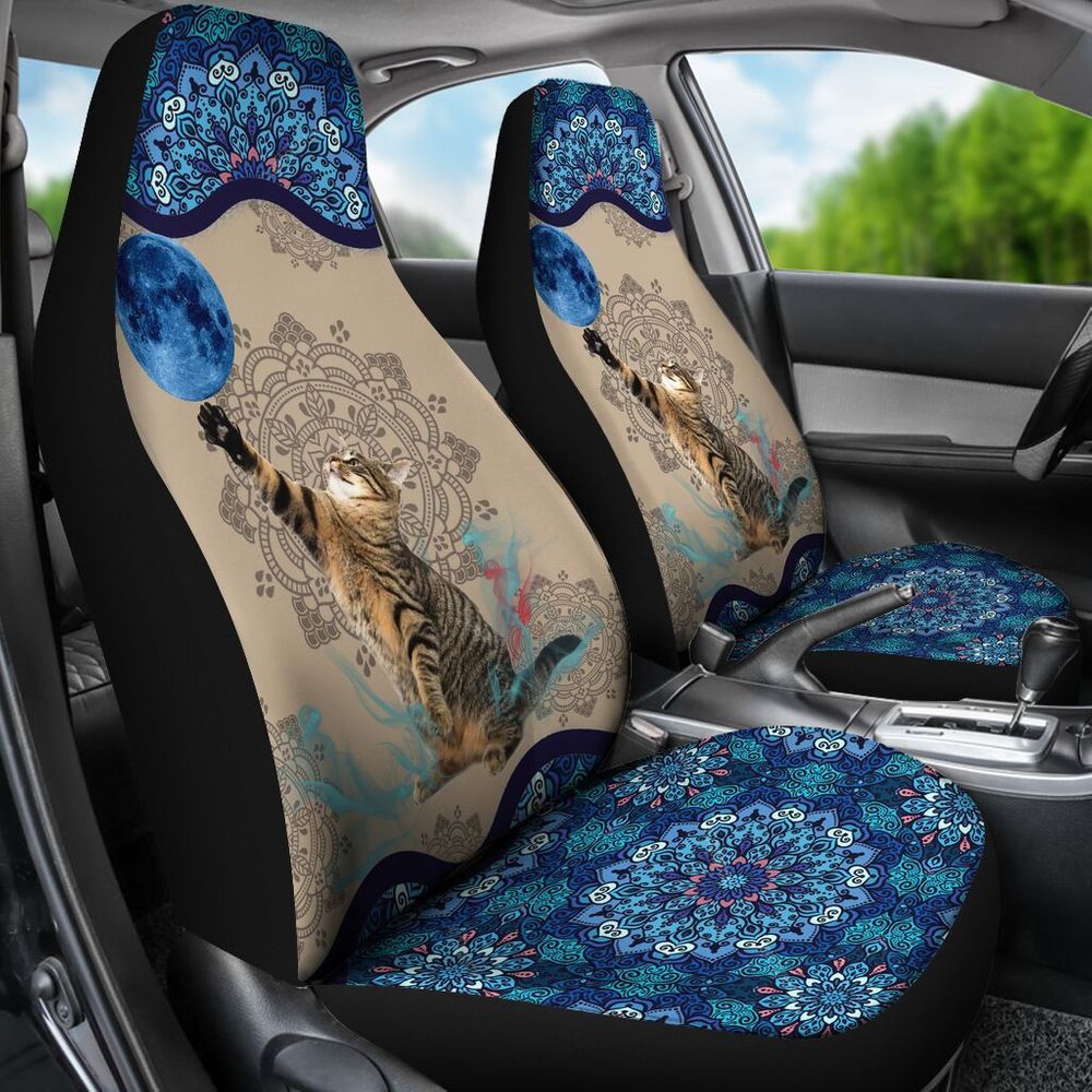 3D Animal Printing Full Set Car Seat Covers fit Most Cars Cute Cat Pets Pattern Vehicle Seat Covers Front