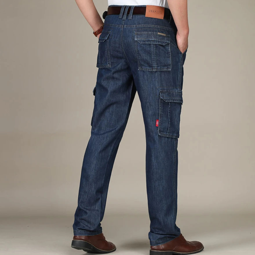 Mens Military Cargo Jeans Plus size 2944 Straight Loose Multi Pocket baggy Pants Casual trousers Fashion Biker Motorcycle Denim 241111