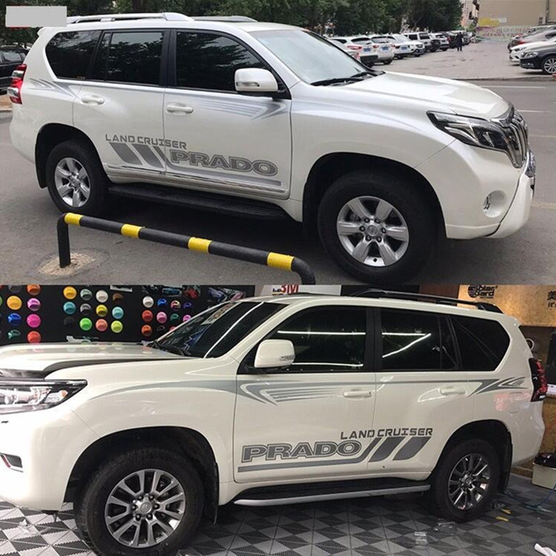 2PC Car Styling For Toyota Land Cruiser Prado 150 120 100 Car Door Side Stickers Auto Styling Tuning Decorative Decals For Prado