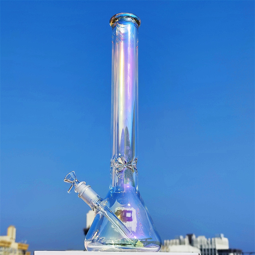 Heavy Duty 18 Inch Giant Size Rainbow Tinted Metallic Freeze Percolator Beaker Bong 14MM Glass Bong Water Pipe Hookah