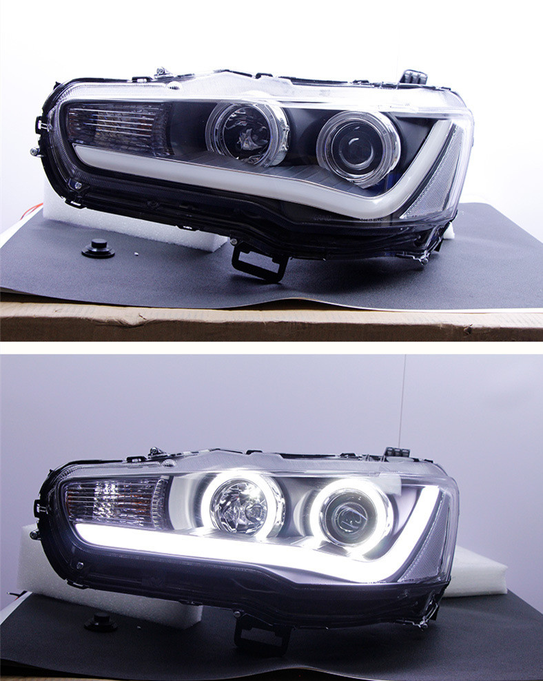 Car Headlight Assembly for Mitsubishi Lancer EVO 20 09-20 16 Front Light DRL Head Lamp LED Angel Eye Xenon Headlights