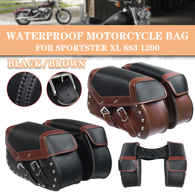 Motorcycle Saddlebag Waterproof Leather Side Tool Lage Bags Saddle Bag Pouch Black/Brown Honda Harley18L For Kawasaki