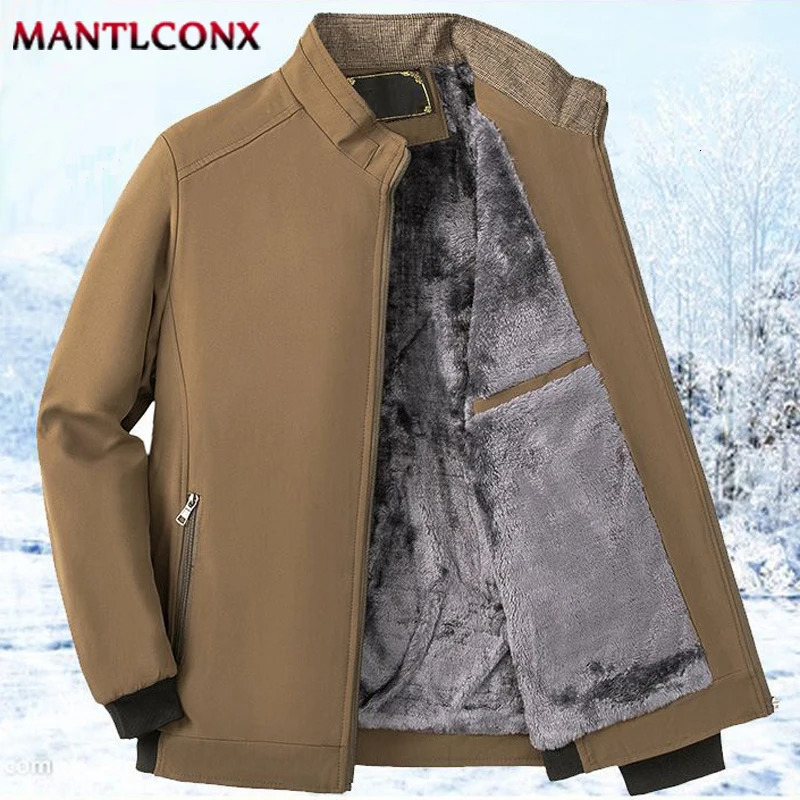 Thermal Fleece Winter Jackets for Men Solid Color Luxury Mens Jacket Thick Warm Casual Business Coat 241108