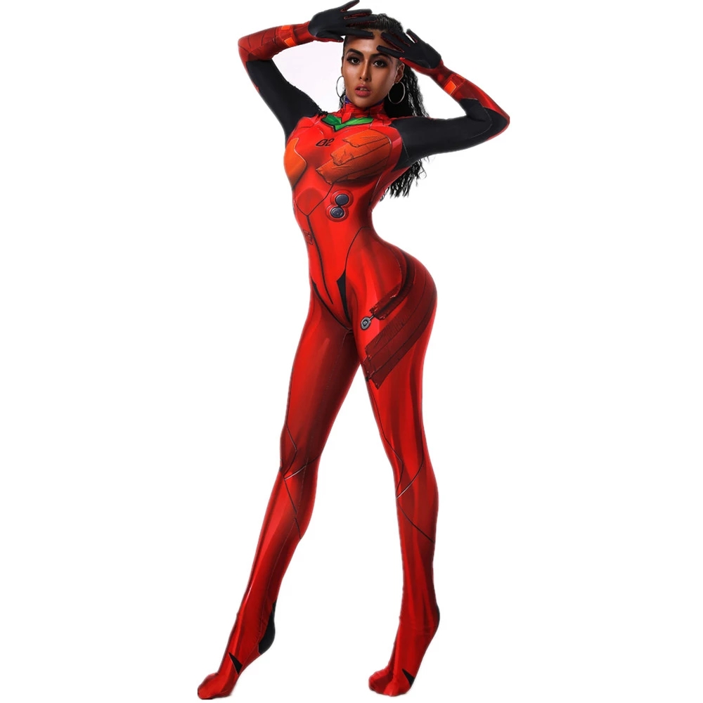 Adults Kids Anime Asuka Langley Soryu Cosplay Costume Asuka 3.0 Jumpsuits Zentai Suit Halloween Bodysuit