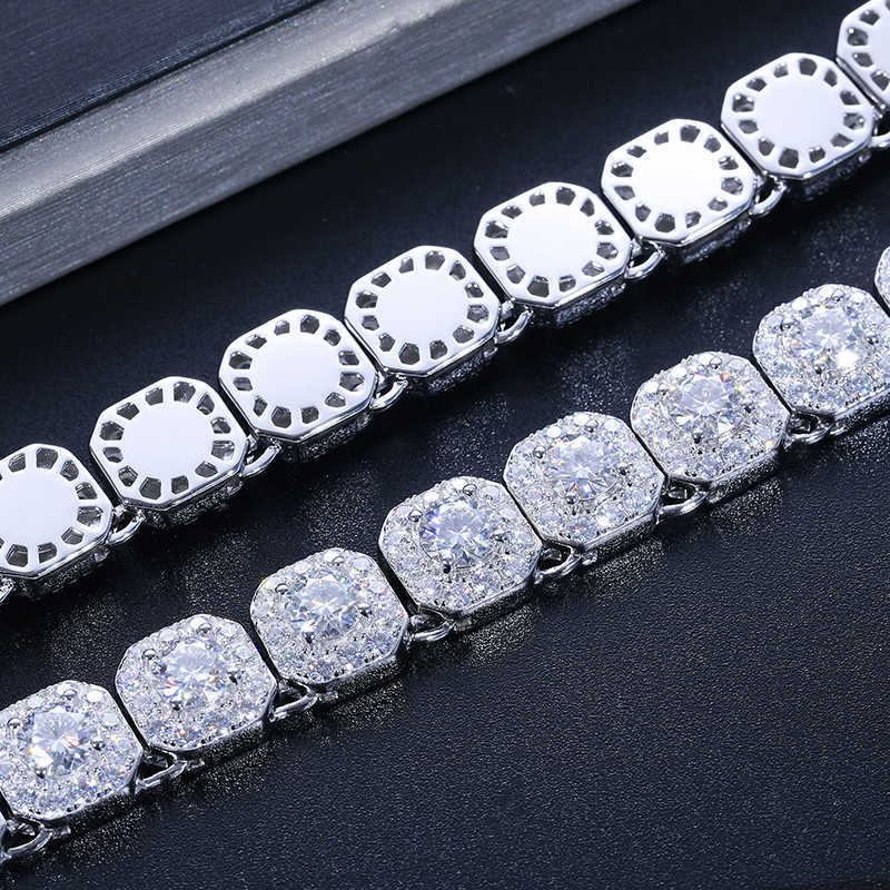 Dropshipping Cadena Fine Jewelry 10mm Sterg Sier VVS Moissanite Dia Iced Out Tennis Chain Necklace For Men Women
